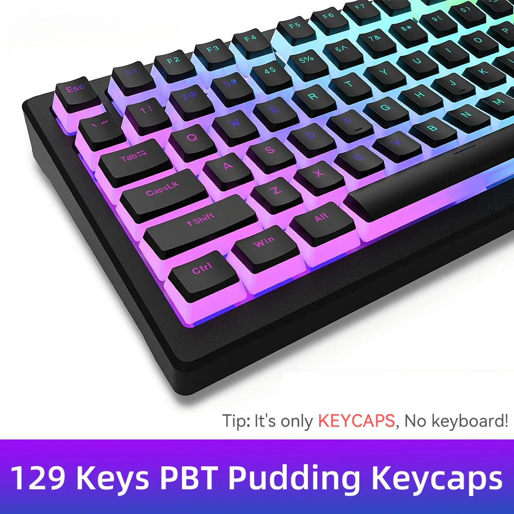 Gaming Keyboard Blue Switches - New Pudding PBT Keycaps 129 Keys