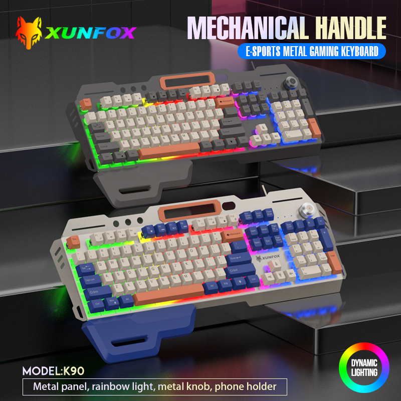 Gaming Keyboard Blue Switches - XUNFOX K90Wired keyboard 104 keys with