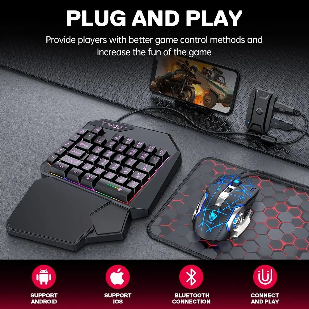 5 in 1 RGB Gaming Keyboard Mou - Gaming Keyboard 1 Hand ulasan dan harga