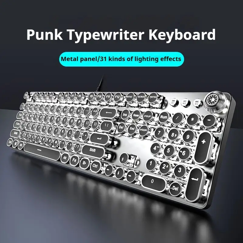 EWEADN Punk Typewriter Mechani - Gaming Keyboard Blue Switches ulasan dan harga