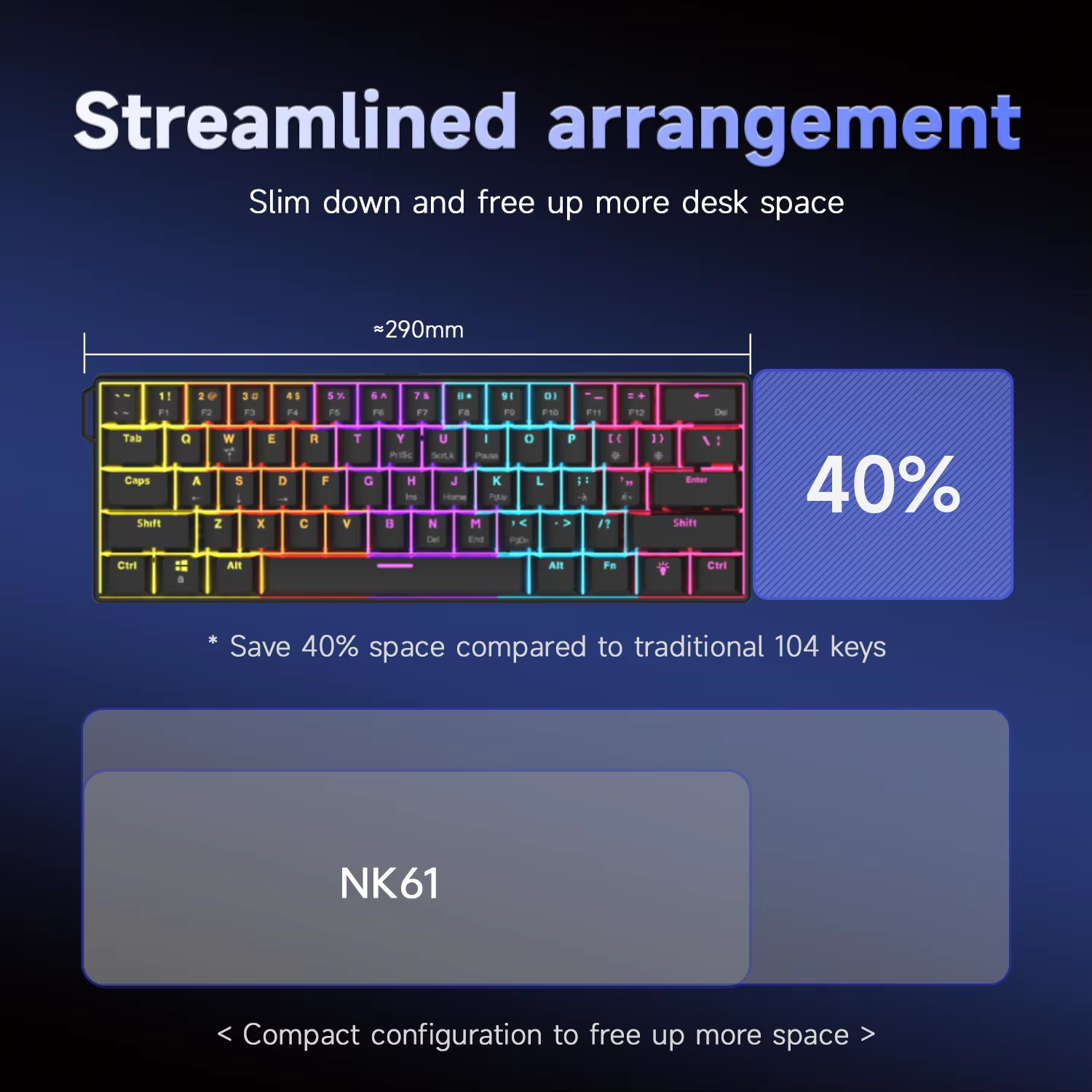 AJAZZ NK61 61-Key Red Switch W - Gaming Keyboard Blue Switches ulasan dan harga