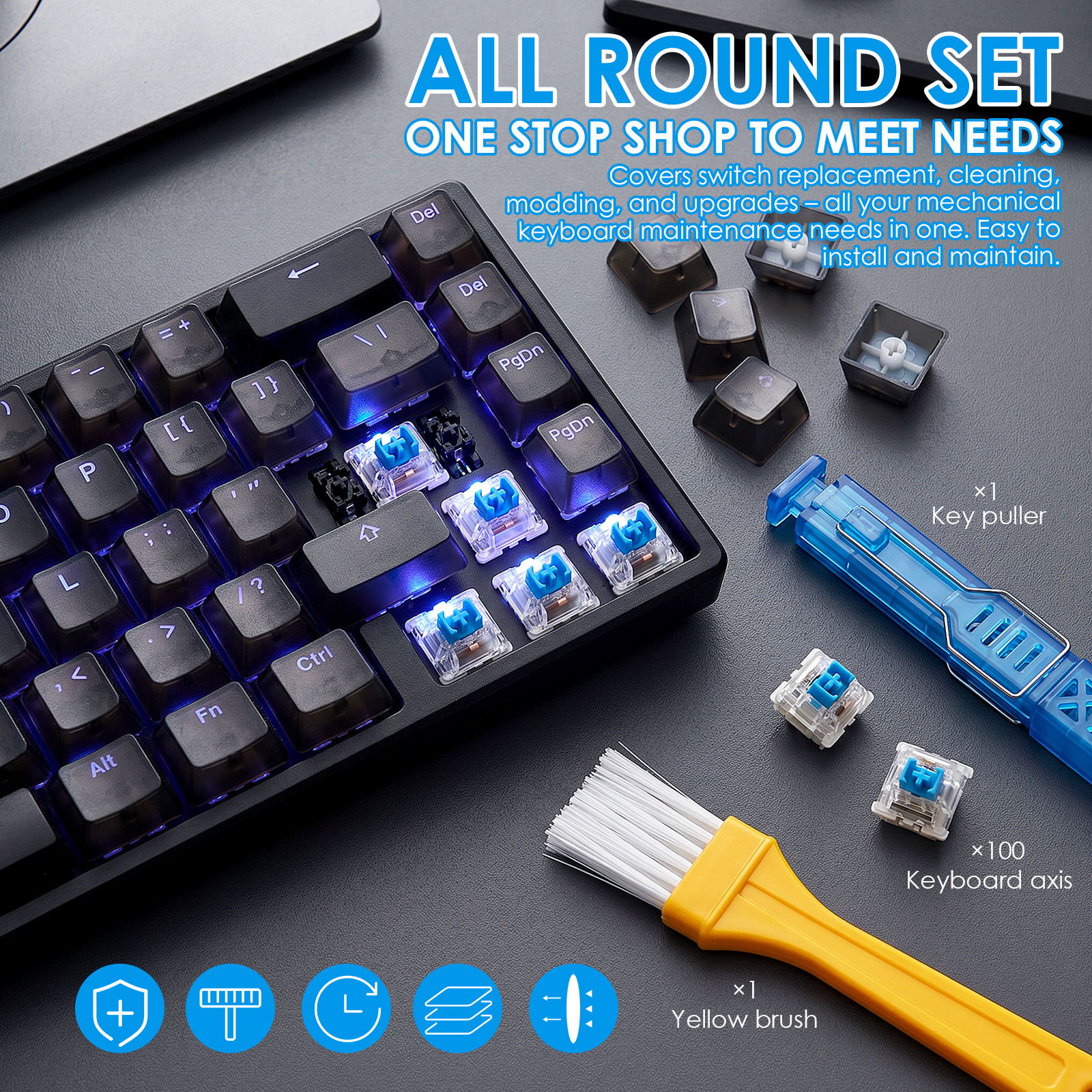 100Pack Clear RGB Backlight Me - Gaming Keyboard Blue Switches ulasan dan harga