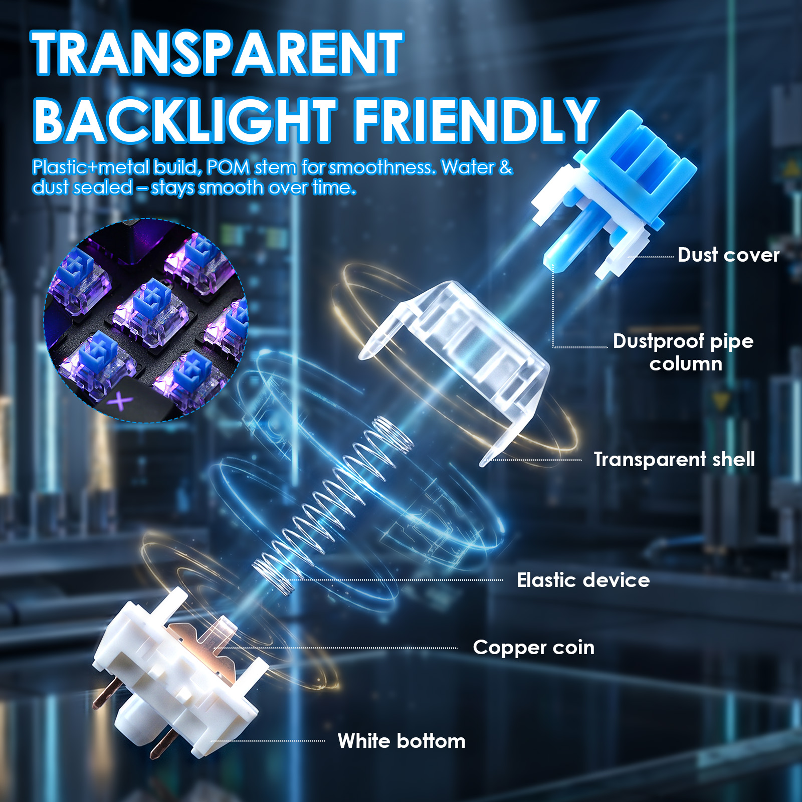 100Pack Clear RGB Backlight Me - Gaming Keyboard Blue Switches ulasan dan harga