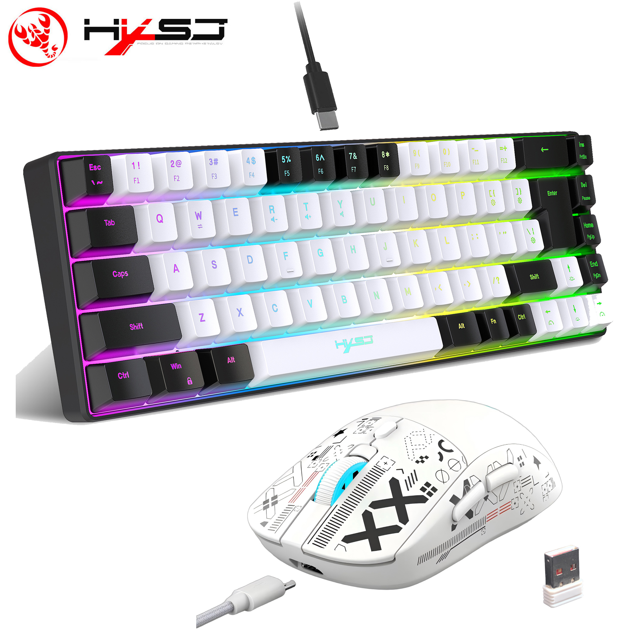 HXSJ 60% Gaming Keyboard and m - Gaming Keyboard And Mouse Combo Wireless ulasan dan harga