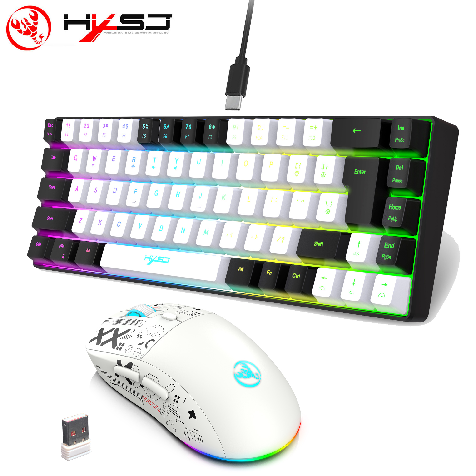 HXSJ 60% Gaming Keyboard and m - Gaming Keyboard And Mouse Combo Wireless ulasan dan harga