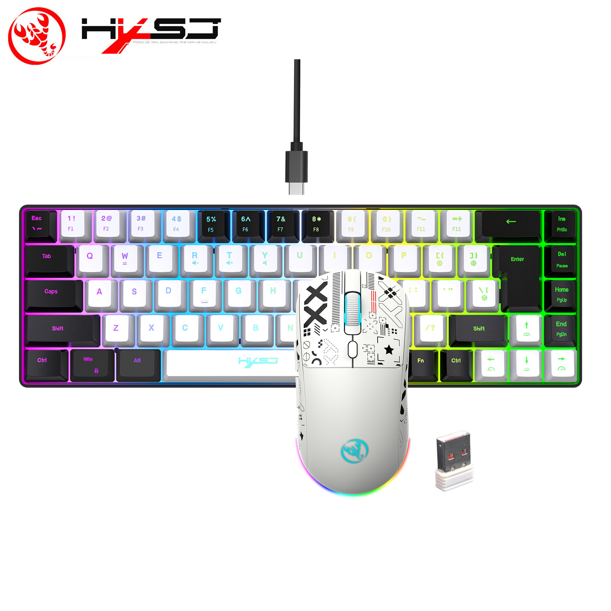 HXSJ 60% Gaming Keyboard and m - Gaming Keyboard And Mouse Combo Wireless ulasan dan harga