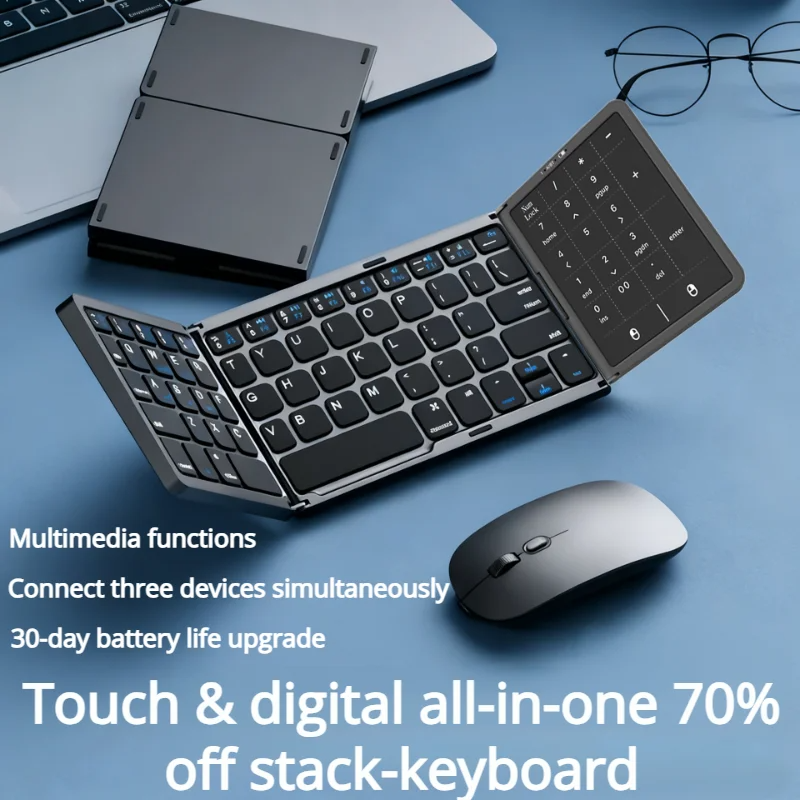 New Three-Fold Folding Bluetoo - Gaming Keyboard Non Mechanical ulasan dan harga