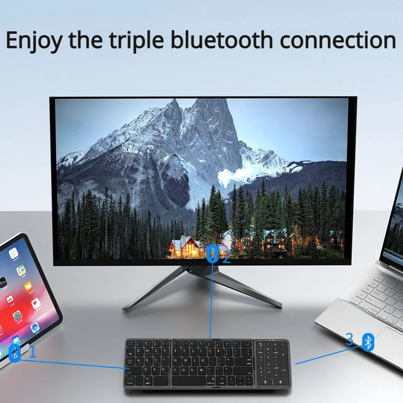 New Three-Fold Folding Bluetoo - Gaming Keyboard Non Mechanical ulasan dan harga