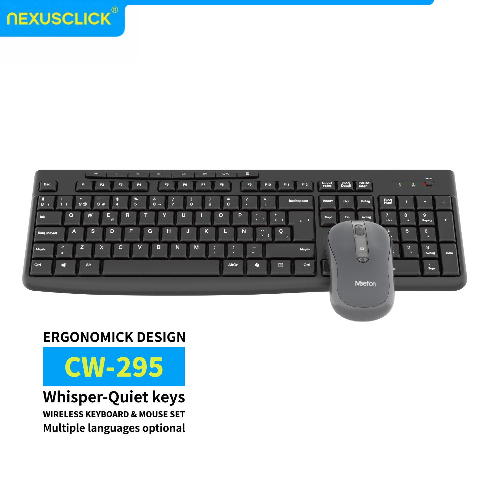 NexusClick Low-Profile Ergonom - Gaming Keyboard And Mouse Combo Wireless ulasan dan harga